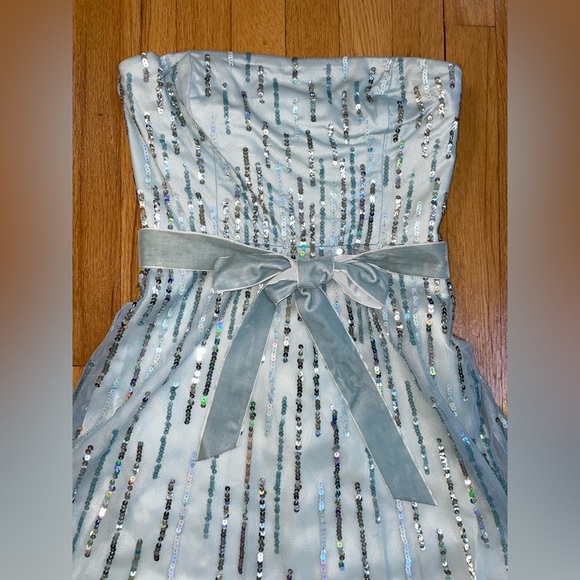 Women’s Elegant BCBGMaxAzria Light Blue Strapless Sequin Dress - Picture 2 of 15